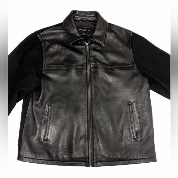 Lord & Taylor Other - Men’s Size L Leather Wool Jacket Metropolitan Lord Taylor Zip Front Black